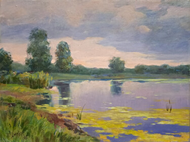 Картина под названием "Озеро" - Евгений Лунёв, Подлинное произведение искусства, Масло