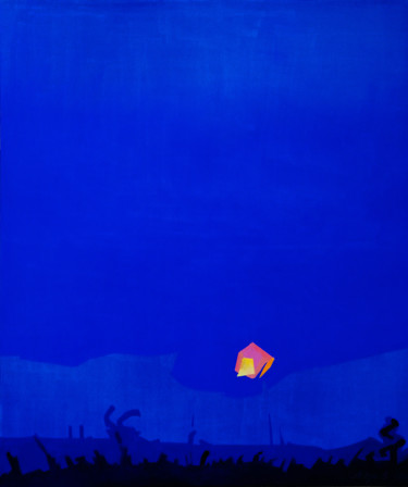 Schilderij getiteld "In Blue. The Evenin…" door Marian Luniv, Origineel Kunstwerk, Olie