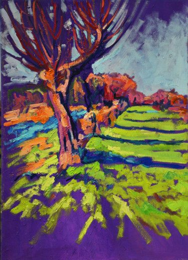 Schilderij getiteld "Willows_2" door Marian Luniv, Origineel Kunstwerk, Olie