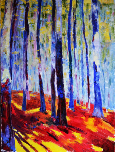 Schilderij getiteld "Forest_01" door Marian Luniv, Origineel Kunstwerk, Olie