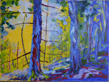 Painting titled "Forest_02" by Marian Luniv, Original Artwork, Oil