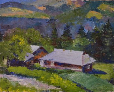 Painting titled "Carpathian Mountains" by Marian Luniv, Original Artwork, Oil