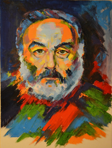 Malarstwo zatytułowany „Sergei Parajanov” autorstwa Marian Luniv, Oryginalna praca, Olej