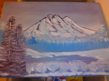Peinture intitulée "montagne-violet.jpg" par L'Univers De Mckie, Œuvre d'art originale, Huile