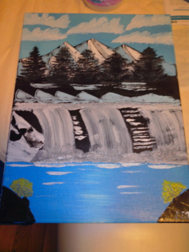 Peinture intitulée "montagne-cascade.jpg" par L'Univers De Mckie, Œuvre d'art originale, Huile