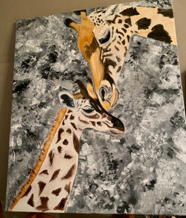 Peinture intitulée "Girafe" par Luna, Œuvre d'art originale, Acrylique