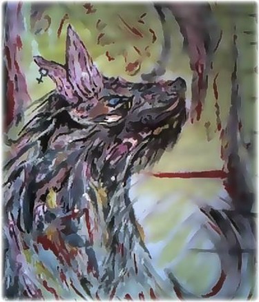 Painting titled "Lupo" by Luna, Original Artwork, Oil