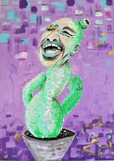 Peinture intitulée "laughing through it" par Lenka Urbanikova, Œuvre d'art originale, Acrylique