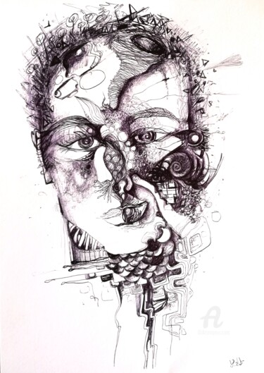 Рисунок под названием "morphing" - Lenka Urbanikova, Подлинное произведение искусства, Шариковая ручка