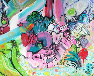 Malerei mit dem Titel "Insomnia" von Lenka Urbanikova, Original-Kunstwerk, Acryl
