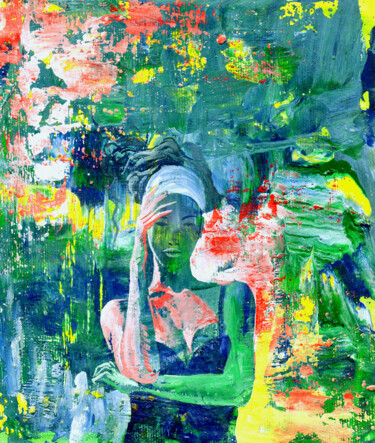 Картина под названием "girl with headband…" - Luro, Подлинное произведение искусства, Акрил Установлен на Деревянная рама дл…