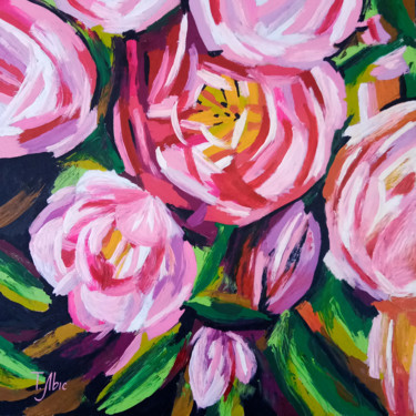 Painting titled "Pink peonies" by Tatyana Lysenko, Original Artwork, Oil