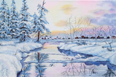 Peinture intitulée "Frost Winter Landsc…" par Tatyana Lysenko, Œuvre d'art originale, Huile