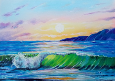 Pintura intitulada "Green wave" por Tatyana Lysenko, Obras de arte originais, Óleo