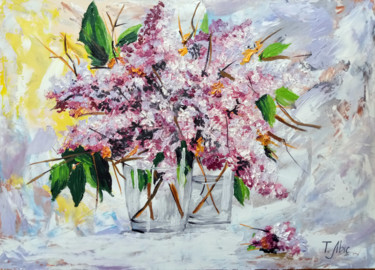 Painting titled "Lilac bouquet" by Tatyana Lysenko, Original Artwork, Oil