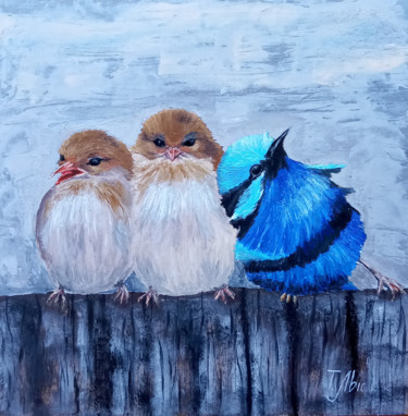 Pintura intitulada "Funny Birds" por Tatyana Lysenko, Obras de arte originais, Óleo