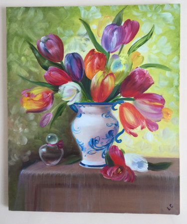 Painting titled "Tulpen" by Liudmila Cyranek, Original Artwork, Oil