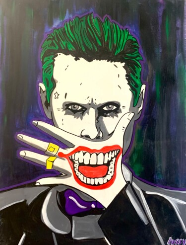 Painting titled "Le joker DC" by Lussy, Original Artwork, Acrylic Mounted on Wood Stretcher frame