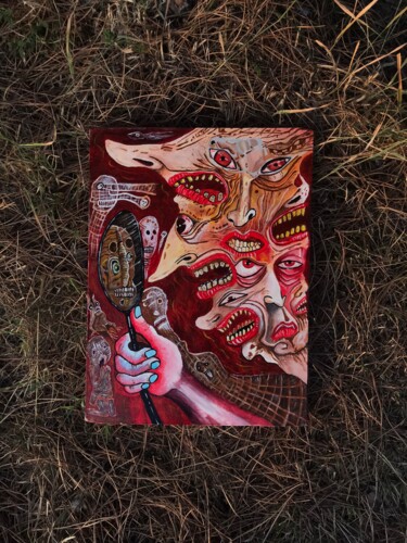 Peinture intitulée "Eyes of Red" par Lustral666, Œuvre d'art originale, Acrylique
