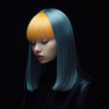Arte digitale intitolato "Japanese duo hair" da Luuk Denekamp, Opera d'arte originale, Immagine generata dall'IA