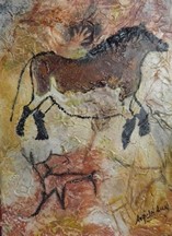 Peinture intitulée "Peinture rupestre" par Angèle Lux, Œuvre d'art originale