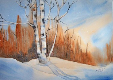 Peinture intitulée "Paysage d'hiver" par Angèle Lux, Œuvre d'art originale