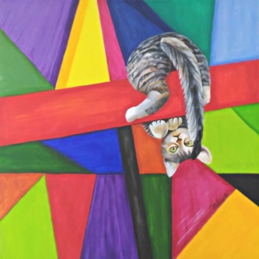 Malerei mit dem Titel "Cat John" von Eliana Molnar, Original-Kunstwerk, Acryl