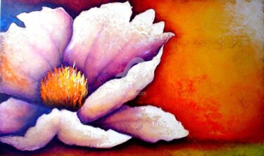 Pintura intitulada "Flor" por Luz Angela Cruz, Obras de arte originais, Óleo