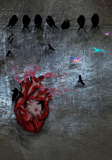 Arts numériques intitulée "A coeur ouvert" par Luzatie Smith, Œuvre d'art originale, Photo montage