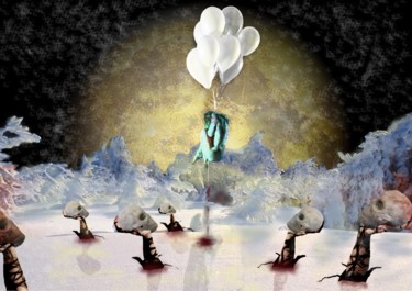 Arts numériques intitulée "Femme aux ballons" par Luzatie Smith, Œuvre d'art originale, Photo montage