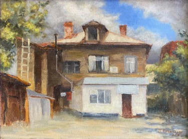 Картина под названием "Старый дом с новым…" - Lonely Wolf, Подлинное произведение искусства, Масло Установлен на Деревянная…