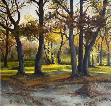 Картина под названием "Осень в Самарском п…" - Lonely Wolf, Подлинное произведение искусства, Масло Установлен на картон