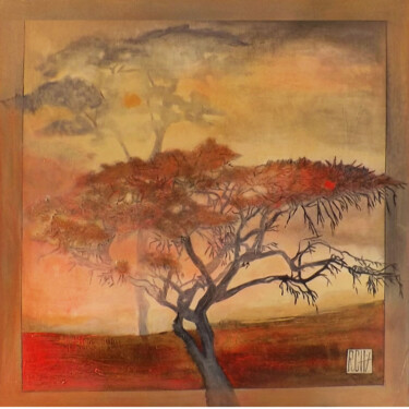 Malerei mit dem Titel "L'Arbre Rose" von Ly-Rose, Original-Kunstwerk, Öl Auf Keilrahmen aus Holz montiert