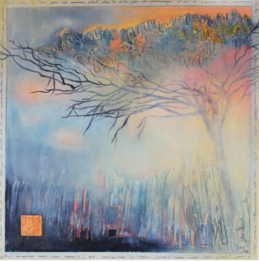 Painting titled "Arbre Saint-Exupéry" by Ly-Rose, Original Artwork, Oil Mounted on Wood Stretcher frame