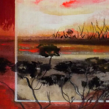 Painting titled "Savane rouge,détail" by Ly-Rose, Original Artwork, Oil