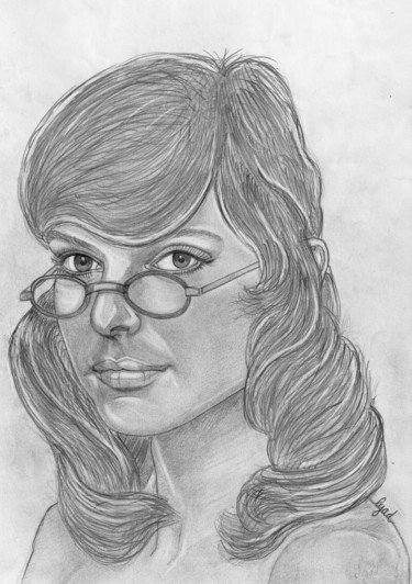 Drawing titled "France Gall" by Eric Schroedel, Original Artwork, Graphite