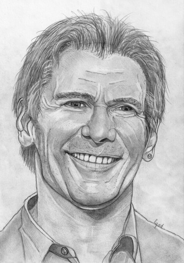 Drawing titled "Harrison Ford" by Eric Schroedel, Original Artwork, Graphite