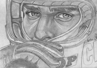 Drawing titled "François Cevert" by Eric Schroedel, Original Artwork, Graphite