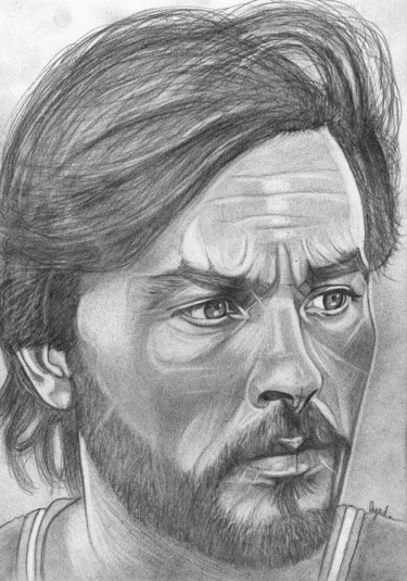 Dessin intitulée "Alain Delon" par Eric Schroedel, Œuvre d'art originale, Graphite