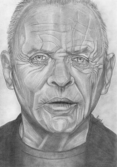 Dessin intitulée "Anthony Hopkins" par Eric Schroedel, Œuvre d'art originale, Graphite