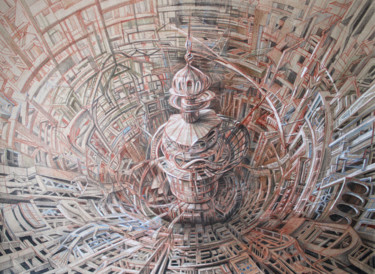 The metropolis of surrealistic future Drawing titled "The metropolis of s…" by Lyaisan Musina, Original Art, Conté