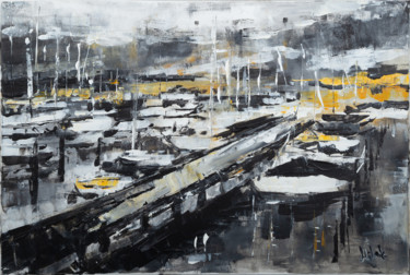 Malerei mit dem Titel "Boote" von Ludmila Reznik, Original-Kunstwerk, Acryl