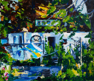 Malerei mit dem Titel "Landhaus" von Ludmila Reznik, Original-Kunstwerk, Acryl