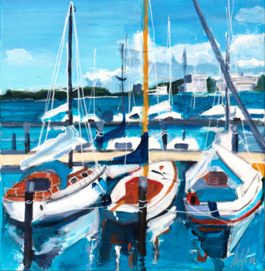 Painting titled "Boote 2" by Ludmila Reznik, Original Artwork, Acrylic
