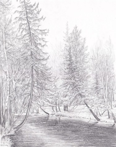 Drawing titled "Тишина" by Lydmila Ignashkina, Original Artwork