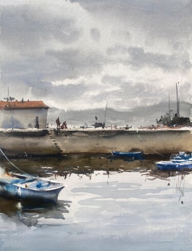 Malerei mit dem Titel "Puerto de Castro-Ur…" von Lydia Cuevas, Original-Kunstwerk, Aquarell