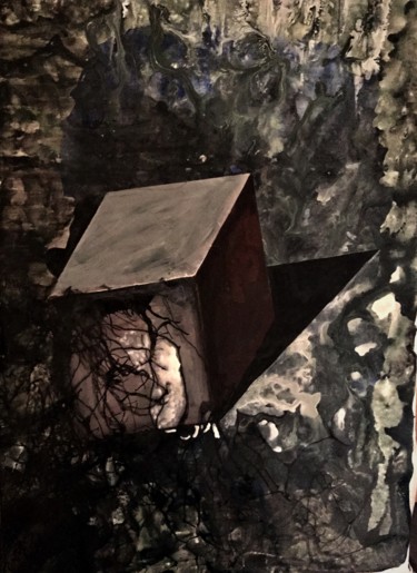 Ζωγραφική με τίτλο "The Cube" από Lydia Zioga, Αυθεντικά έργα τέχνης, Ακρυλικό