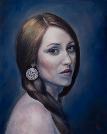 Painting titled "Portrait of Mylene" by Lydia Pepin, Original Artwork, Oil