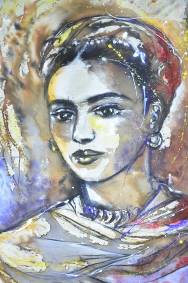 Peinture intitulée "Frida Kahlo" par Lydia Roche, Œuvre d'art originale, Bombe aérosol