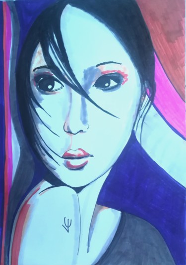 Drawing titled "Tien" by Lydie Espada, Original Artwork, Marker